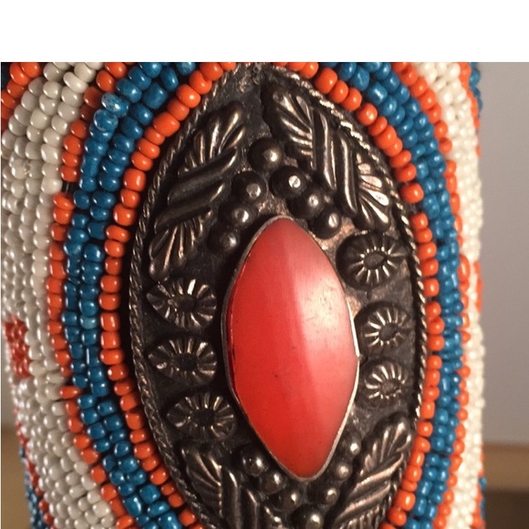 🌵 Southwestern Beaded Adjustable Cuff Bracelet EUC - Picture 6 of 8